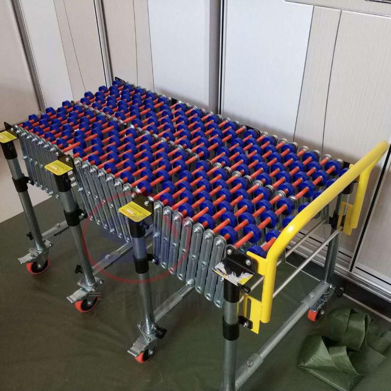 No Power Mobile Telescopic Roller Conveyor for Food Beverage Shop Convenience Store