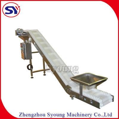 Stainless Steel Climbing Incline Apron Conveyor Belt with Discharge Funnel