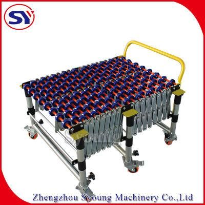 Mild Steel Powder Coating Skate Wheel Telescopic Retractable Roller Conveyor