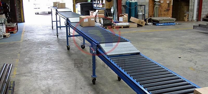 Finish Product Carton Box Pallets Conveying System Telescopic Roller Conveyor