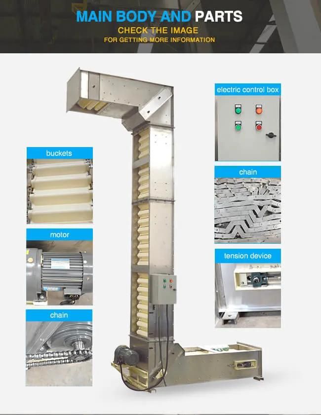 Z Type Bucket Conveying Elevator/Copra Meal Vertical Lifter Conveyor