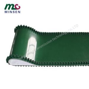 High Quality PVC Green Glossy Skirt Belt with Cleats From China Sidewall Conveyor Belt Factory