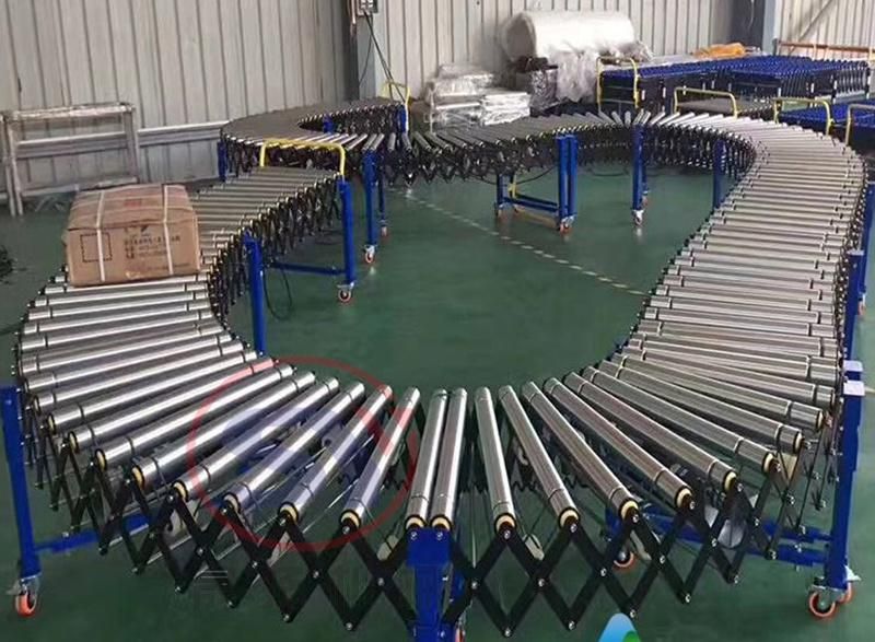 Mobile Telescopic Aluminium Idler Roller Conveyor for Food Containers Carton Boxes