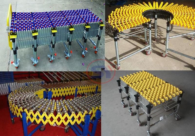 Adjustable Feet Metal Plastic Fulai Wheels Expandable Flexible Conveyor Bended