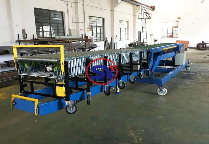 Moving Climbing Belt Conveyor Combine Flexible Roller Conveyor for 20FT 40FT Container Loading&Unloading