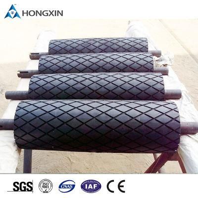 Bulk Material Diamond Groove Sheet Rubber Lagged Pulley Elevator Head Pulley Lagging