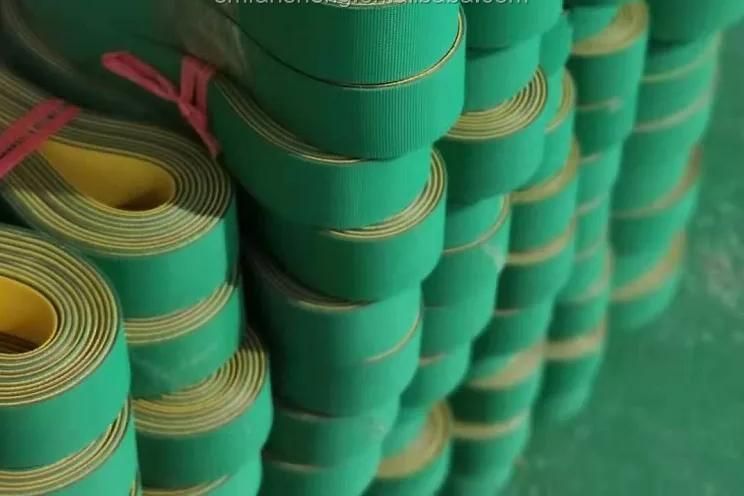 Textile Industry Flat Nylon Power Transmission Flat Belt with Green and Yellow Coated