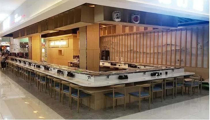 Restaurant Automatic Conveyor Belt Sushi Delivers Food