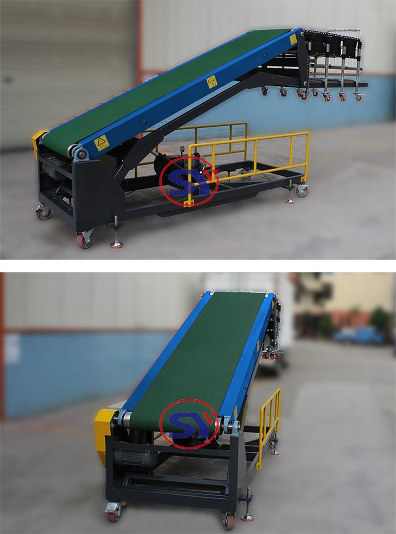 Pneumatic Movable Flexible Belt Conveyor Telescopic Loader for Loading 50kg Sugar Salt Bags