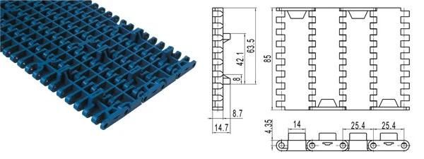 Plastic Modular Conveyor Belt with Positrack 1000 Molded to Width