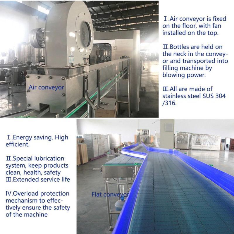 Water Plant Automatic Bottles Transmission Air Flat Belt Conveying Equipment