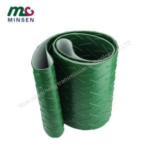 PVC 7mm Green Chevron Pattern Food Grade Climbing Conveyor Belt for Grain and Flour