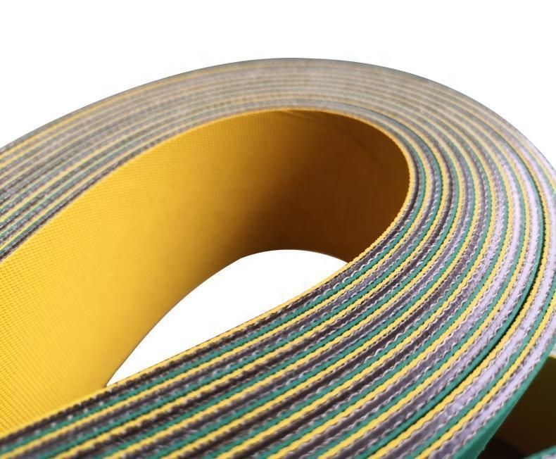 Textile Industry Flat Nylon Power Transmission Flat Belt with Green and Yellow Coated