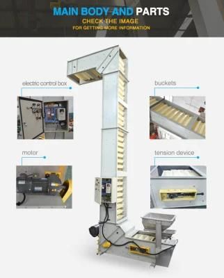 Low Speed Carbon Steel Continuous Z Shape Bucket Elevator Machine