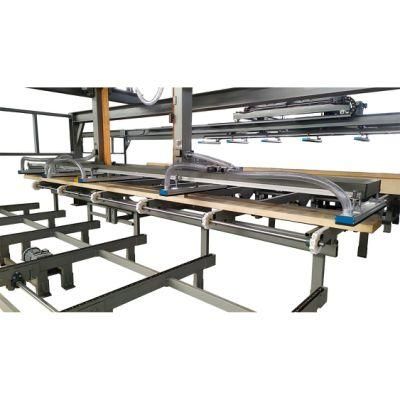 Heavy Duty Wood Timber Stacker Timber Chain / Roller Conveyor with Jump Transfer Chain Conveyor