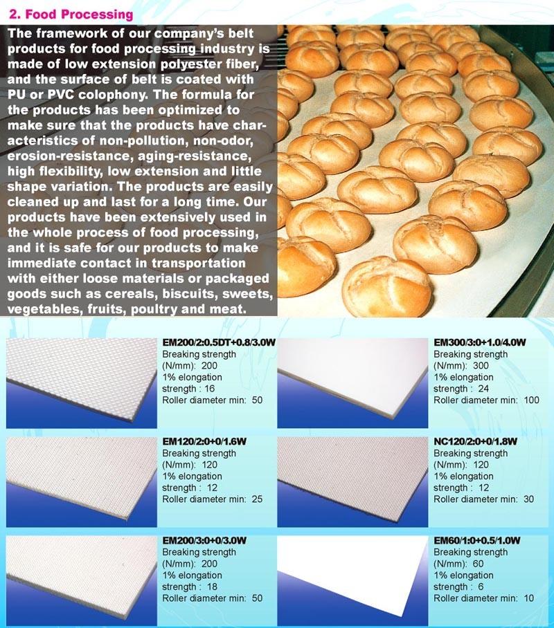 (EM200/2: 0+0.5/2.0AGPU/AS) Conveyor Belt for Food Processing