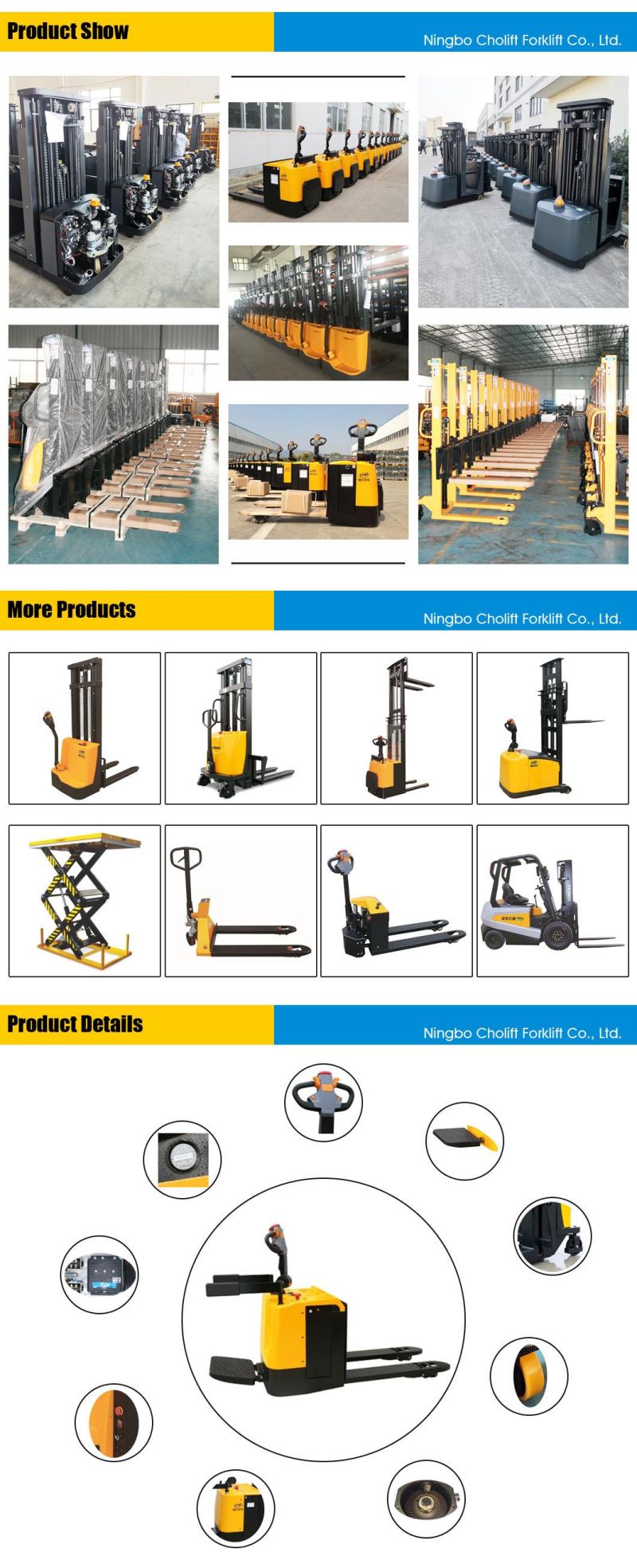 Cholift Bda Series Semi Electric Pallet Stacker with Good Quality
