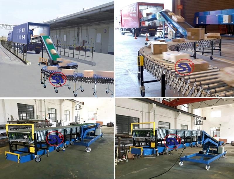 Multi-Stage Movable Automated Conveyor System Telescopic Roller Conveyor for 50kg Fertilizer Bags