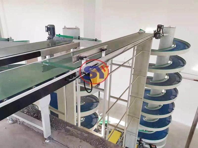 Multiple-Inlet Spiral Conveyor for Glass Bottles (Upwards)