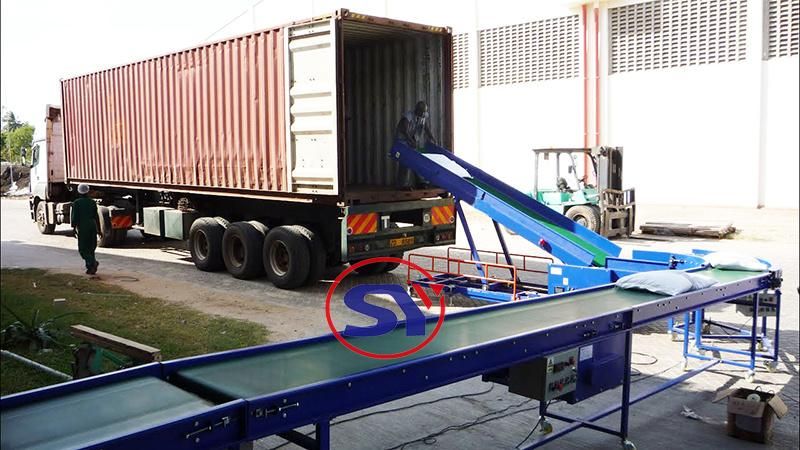 Adjustable Height Truck Load and Unload Conveyor for Tires Tyres