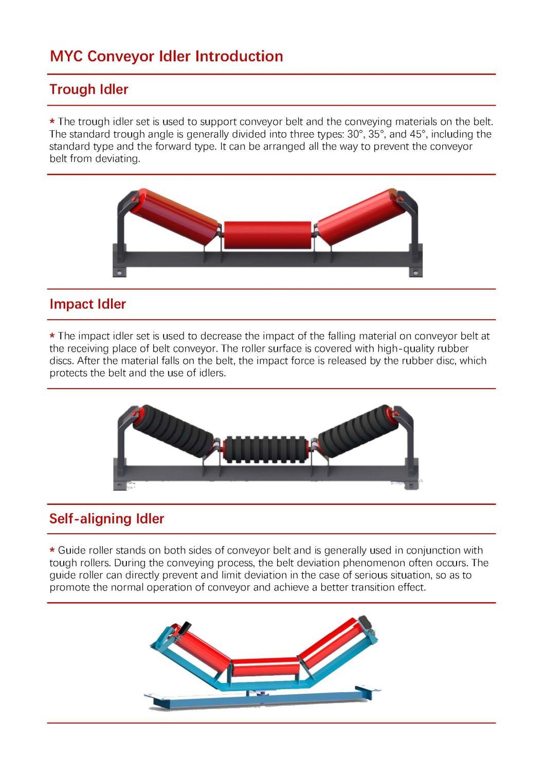 Belt Conveyor 3 Roll 35 Degree Offset Trough Idler Roller Carrier Roller Carrying Roller Steel Idler Roller Impact Idler Return Idler Conveyor Idler Roller