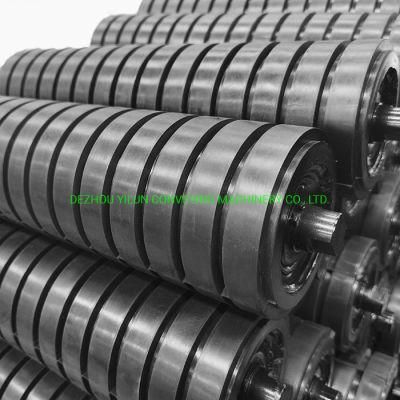 Steel Pipe Conveyor Belt Roller Impact-Resistant Rubber Conveying Idler