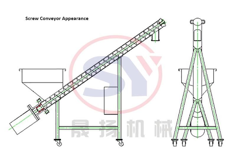 Easy to Move Type Carbon Steel Screw Spiral Feeding Conveyor for Fertilizer Transmission