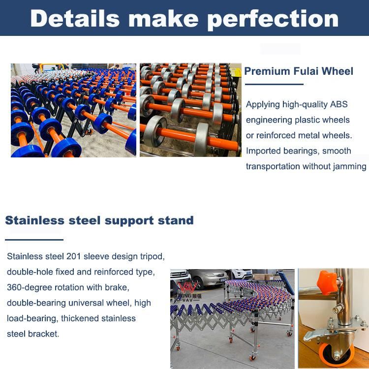 Adjustable Height Flexible Movable Custom Fulai Wheel Conveyor