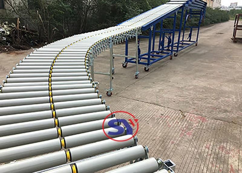 Gravity Vehicle Unloading Flexible Roller Conveyor System