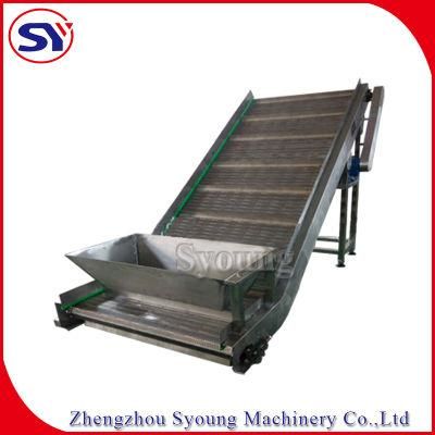 Versatile Modular Slat Belt Conveyor with Discharge Funnel