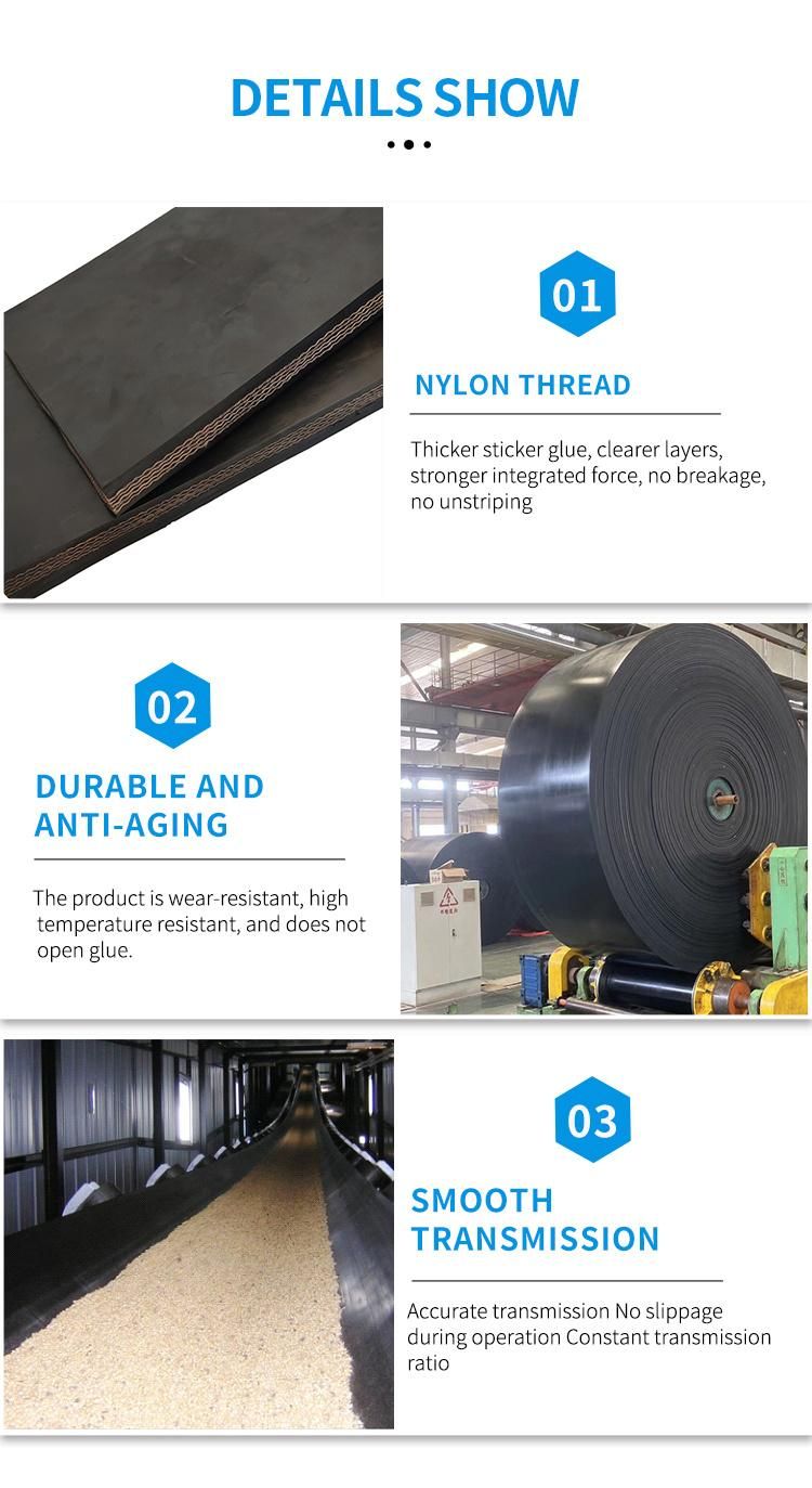 Flame-Resistant Centigrade 180-220 Ep Fabric Rubber Conveyor Belt Rubber Belting