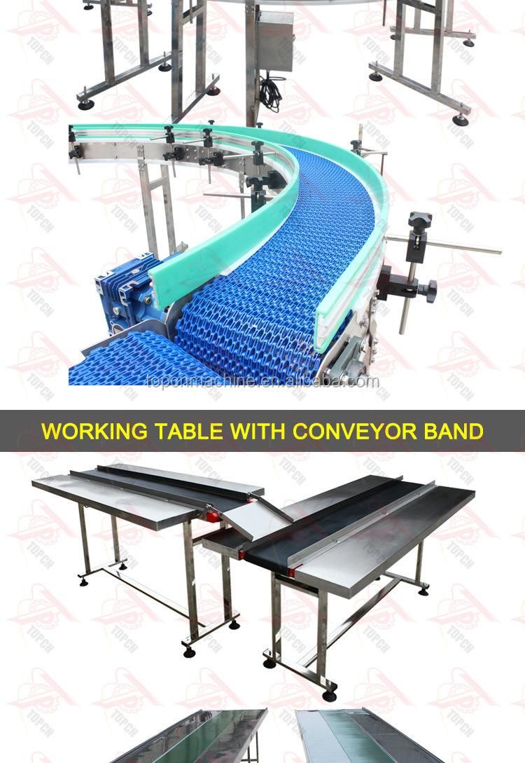 Food Grade 180 90 Degree Curve Low Price Belt Slat Plastic Chain Conveyor