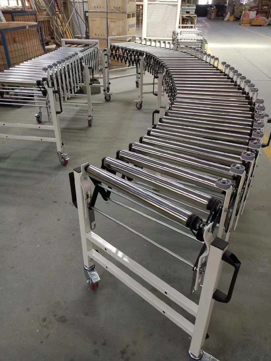 Steel Gravity Flexible Powered Roller Conveyor System Expanable Roller Protective Bars Conveyor