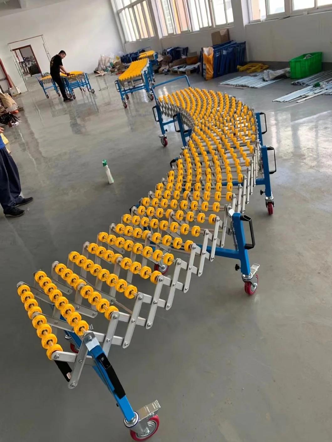 Steel Gravity Flexible Powered Roller Conveyor System Expanable Roller Protective Bars Conveyor