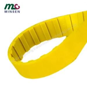 Yellow PVC Longitudinal Stripe Rib Conveyor Belt Climbing Heat Resistant Conveyor Belt