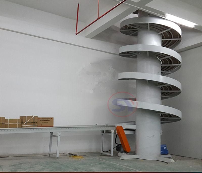 Multiple in-Feed Gravity Roller Spiral Chute Conveyor for Rising Lowering Objects