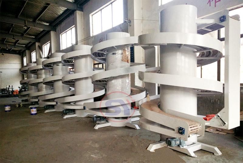 Multiple Inlet Outlet Spiral Conveyor for Small Footprint