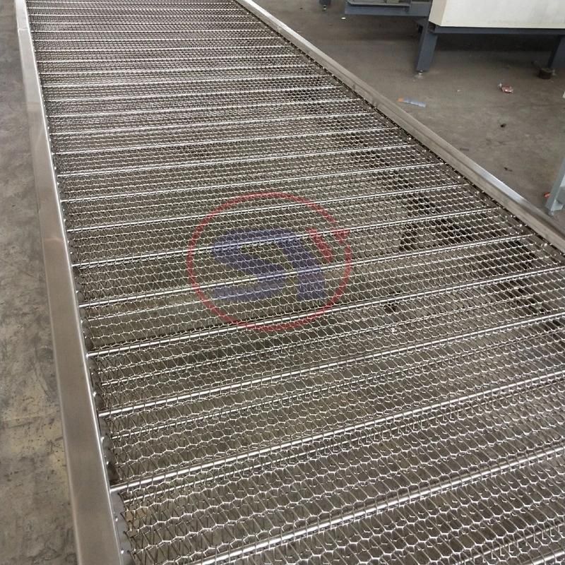 Chain Plate Steel Mesh Belt Conveyor Idler for Food Products Cooling Processing