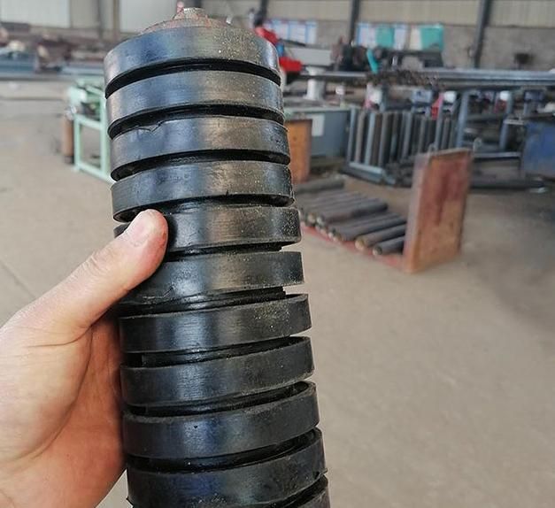 Industrial Conveyor Impact Rubber Ring Spiral Sleeve Cleaning Disc Return Idler Roller