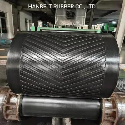 Black Chevron Rubber Belt, Ep Rubber Conveyor Belt for Industrial