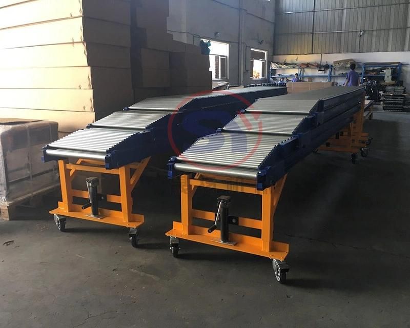 Material Handling Inclined Gravity Flexible Roller Conveyor for Bag Loading