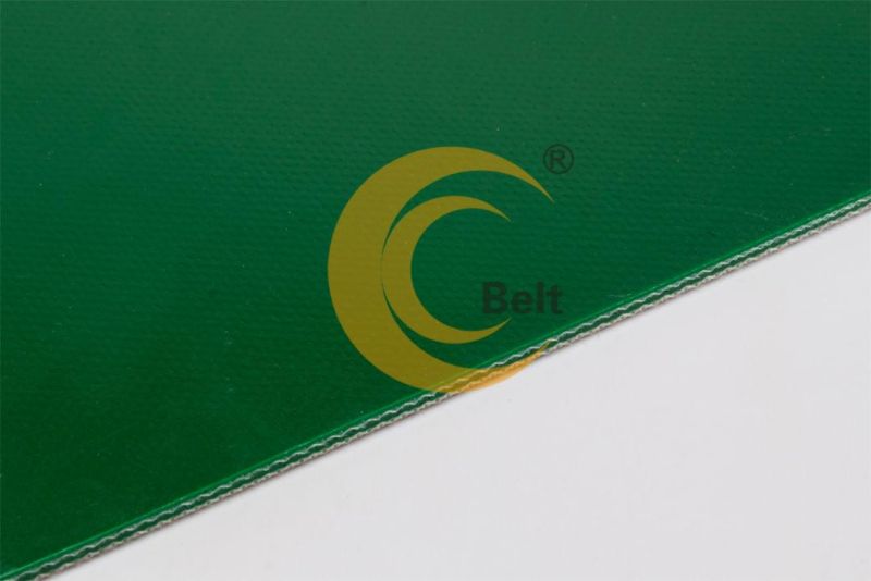 3mm green PVC conveyor belt glossy top for logistics