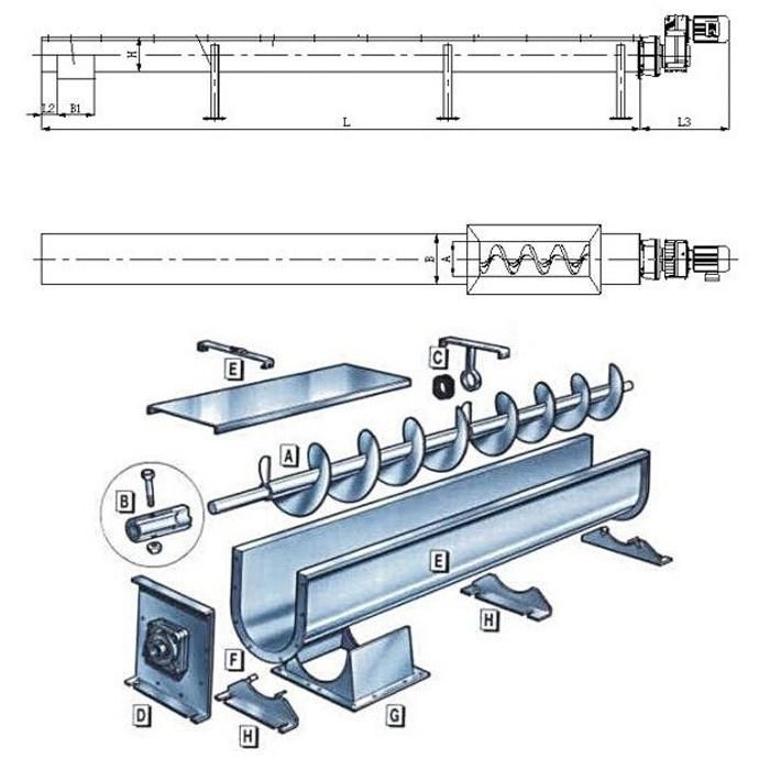 Diameter 500 Screw Conveyor for Cement Powder