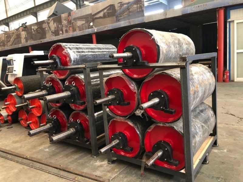 Hot Sale Heavy Duty Belt Conveyor Drive Drum Pulley with Rubber Lagging