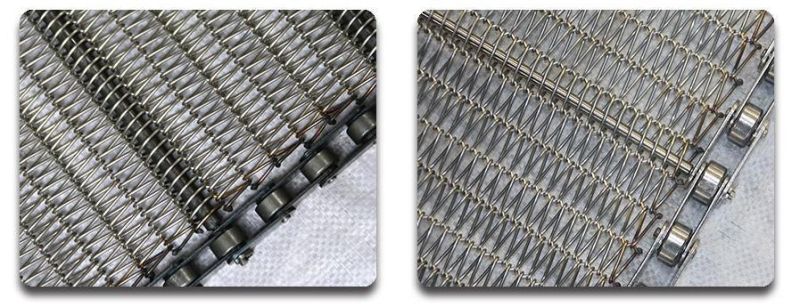 Stainless Steel Wire Spiral Balance Weave Mesh Belt Conveyor with Chain