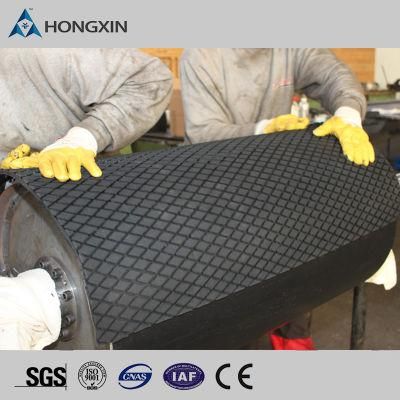 High Wear Resistant Conveyor Cn Bonding Layer Pulley Lagging Sheet Cold Bond Lagging Diamond / Rhombus Lagging Sheet