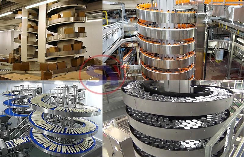 Case Spiral Conveyor with Stainless Steel/Plastic Belt for Continuous Transport
