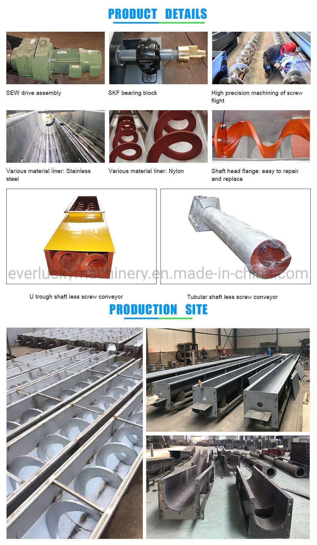 U Trough Shaftless Spiral Screw Conveyor for Sticky Filter Cake