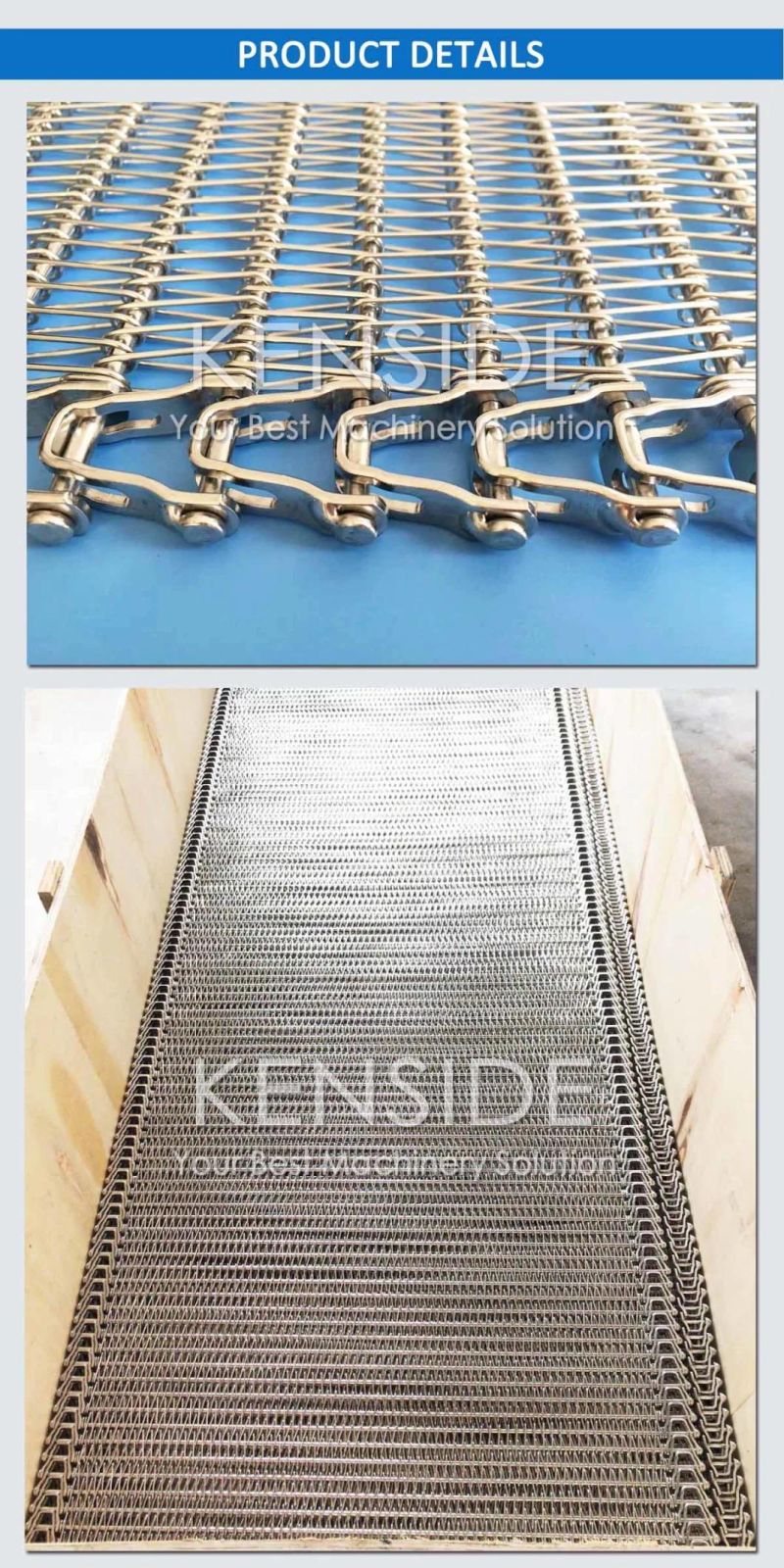 Stainless Steel Belting Spiral Conveyor Belts Reduced Radius Belts for Spiral Coolers, Spiral Freezers, Spiral Proofers