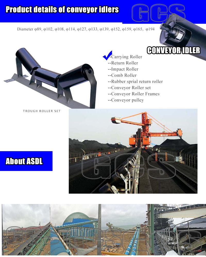 Self Aligning Side Guide Wing Trough Carrier Belt Conveyor Roller